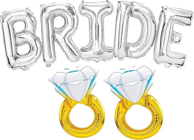 KATCHON Giant Silver Bride Balloons Bachelorette - 40 Inch | Bride Balloons Silver for Bachelorette Party Decorations | Bridal Shower Balloons for Bridal Shower Decorations | Bride Silver Balloons - Image 1